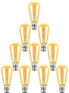 paul russells LED Filament ST64 Bulbs, 4.5W 400 Lumens, 35w Equivalent, 2200K Amber, Pack of 10