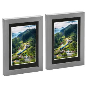 Nicola Spring Photo Frame with 4" x 6" Mount - 5" x 7" -  Black Mount - Pack of 2