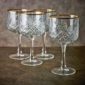 Queensway Home & Dining 490ml 8 Pcs Timeless Cocktail Martini Goblet Gold Rim Glassware Sets Mixers