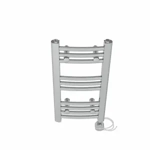 Right Radiators Prefilled Thermostatic Electric Heated Towel Rail Curved Ladder Warmer Rads - Chrome 600x300 mm