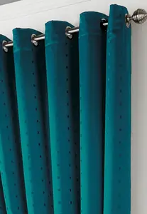 Adiso Eyelet Ring Top Curtains Teal 229cm x 183cm