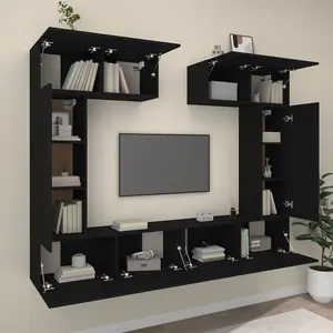 Berkfield 6 Piece TV Cabinet Set Black Engineered Wood