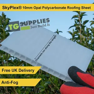 High Impact AntiFog 10mm Opal Polycarbonate Sheet SkyGlaze - UV Protected Panel - 1050x6000mm