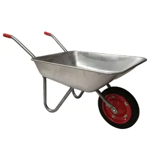 65 Litre 60kg Capacity Galvanised Samuel Alexander Metal Garden Wheelbarrow with Solid Puncture Proof Tyre