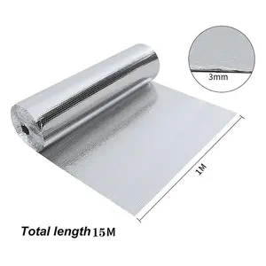 Single Bubble Foil Insulation, Heat Reflective 3 mm Thick Double Layer Aluminium Insulation Foil,1m x 15m(15m²)