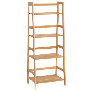 HOMCOM 4-Tier Ladder Bookcase Utility Shelf DIY Plant Stand Holder Bamboo