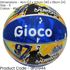 SIZE 5 Street Graffiti Rubber Basketball - Indoor & Outdoor Surfaces Playground