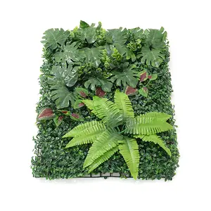 Green Artificial Plant Hedge Greenery Wall Panel with Assorted Foliage 600 x 400 mm