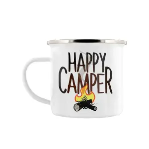 Grindstore Happy Camper Enamel Mug White (One Size)