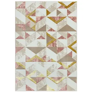 Pink Modern Geometric Easy To Clean Rug For Dining Room Bedroom & Living Room-160cm X 230cm