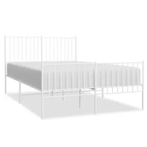 Berkfield Metal Bed Frame with Headboard and Footboard White 135x190 cm