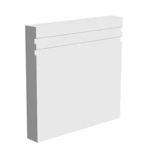 National Skirting Groove II MDF Skirting Board - 195mm x 25mm x 3040mm, Primed, No Rebate