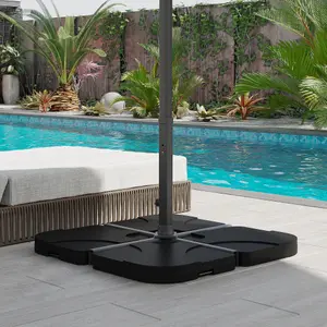 Outsunny 4 Pieces Banana Parasol Base Stand Water & Sand Filled Weights, Black