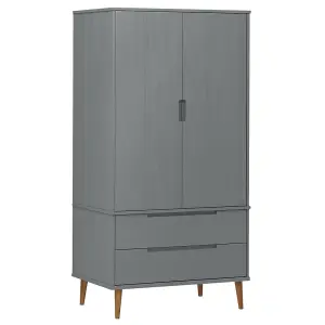 Wardrobe MOLDE Grey 90x55x175 cm Solid Wood Pine