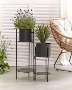 Beliani Modern Plant Stand ULMUS Metal Black