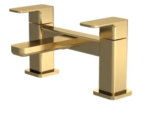 Square Deck Mounted Bath Filler Tap - Brushed Brass