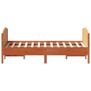 Berkfield Bed Frame without Mattress Wax Brown 135x190 cm Double Solid Wood Pine