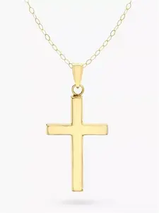 IBB 9Ct Yellow Gold Cross Pendant Necklace, Gold