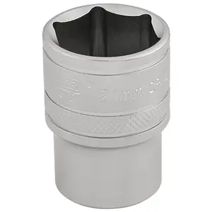 Draper 6 Point Metric Socket, 1/2" Sq. Dr., 21mm 16612