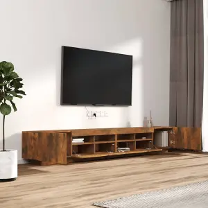 Berkfield 3 Piece TV Cabinet Set with LED Lights Smoked Oak Engineered Wood