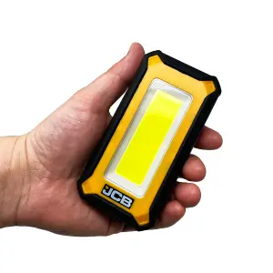 JCB Palm 1000lm Lightweight 140g LED Worklight, 3 Settings, 11.5hr Runtime, Powerbank, Magnets and Hook, USB-C - JCB-WL-PALM