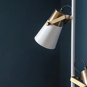 Luminosa Gerik Task Floor Lamp White, Aged Brass Paint