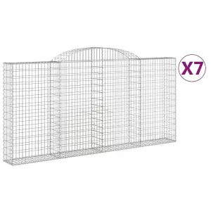 Berkfield Arched Gabion Baskets 7 pcs 300x30x140/160 cm Galvanised Iron