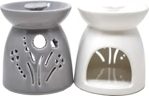 Set Of 2 Home Ceramic Oil Burner Melts Tea Light Candle Gift Aroma Flower 9cm