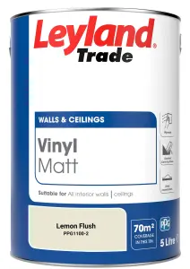 Leyland Trade Vinyl Matt Walls & Ceilings Emulsion Paint Lemon Flush (PPG1100-2) 5L