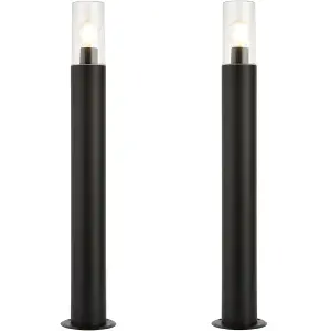 2 PACK Outdoor Bollard Post Light - 15W E27 LED - 800mm Height - Stainless Steel