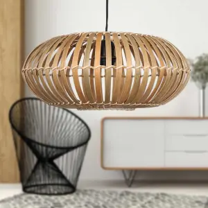 First Choice Lighting Set of 2 Loren Bamboo Natural Pendant Lightshades