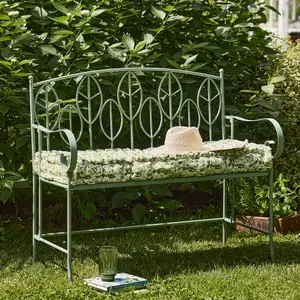 Traditional Style Green Iron Outdoor Garden Bench