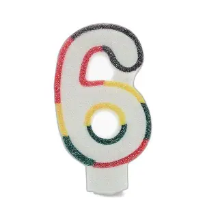 Apac Glitter 6th Birthday Candle White/Multicoloured (One Size)