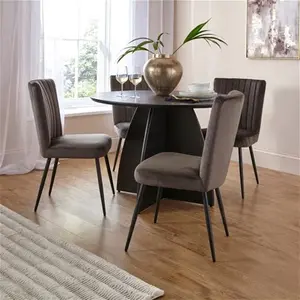 Dunelm Taylor Dining Chair, Velvet, Modern, Grey, Taylor Charcoal, Fabric/Velvet