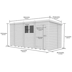 DIY Sheds 14x7 Pent Shed - Single Door Without Windows