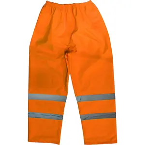 XL Waterproof Hi-Vis Orange Trousers with Adjustable Features for Enhanced Comfort