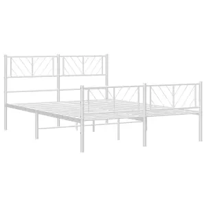 Berkfield Metal Bed Frame with Headboard and Footboard White 120x190 cm