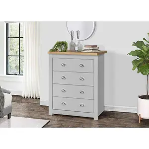 Birlea Highgate 4 Drawer Chest Grey & Oak