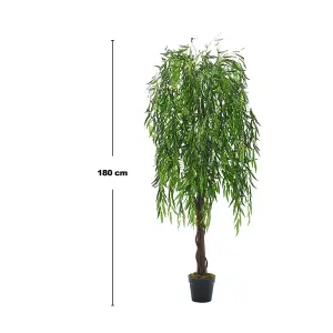 Artificial Plant Lifelike Willow Tree Indoor Plant Garden Decoration In Black Pot 180 cm