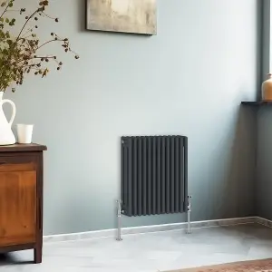 Right Radiators 600x607 mm Horizontal Traditional 3 Column Cast Iron Style Radiator Anthracite