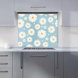 Summer Daisy Pattern Premium Glass Kitchen Splashback W600mm x H750mm