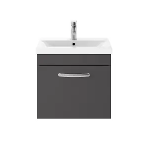 Dezine Hamble 500mm Gloss Grey Wall Hung 1 Drawer Vanity Unit