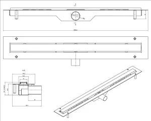 Linear shower drain channel in Black Brushed stainless steel