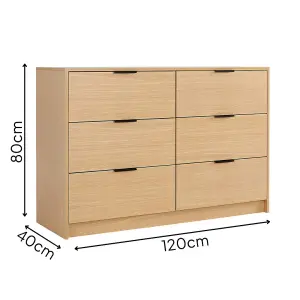 Home Source Phoenix Chest 6 Drawers Oak