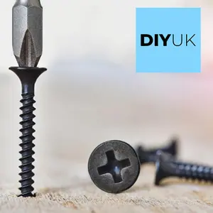 Wood Screws Length: 45mm ( Pack of: 50 ) Premium Black Phosphate Coated Coarse Thread Self-Tapping Drywall, Plasterboard