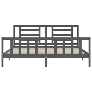 Berkfield Bed Frame with Headboard Grey 200x200 cm Solid Wood