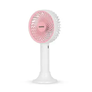 GEEPAS Hand Held Fan, Portable & Foldable, Type C Rechargeable with 3 Speeds, Battery Operated , Pink