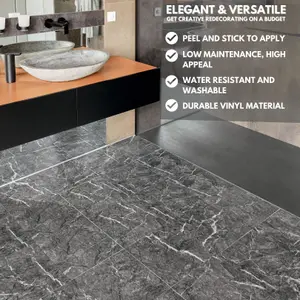 Self-Adhesive Vinyl Floor Tiles - 20 Pack for 20 ft² (1.8 m²) Coverage - Peel & Stick Vinyl Floor Tiles - Luxe Marble Effect