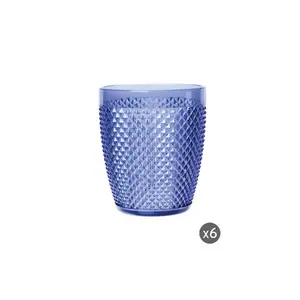 Diamond 400ml Drinking Glass Set (Set of 6) Blue