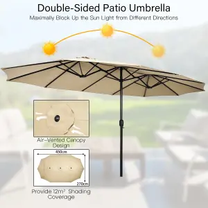 Costway 4.5M Double-Sided Patio Umbrella Extra-Large Market Umbrella w/ Base